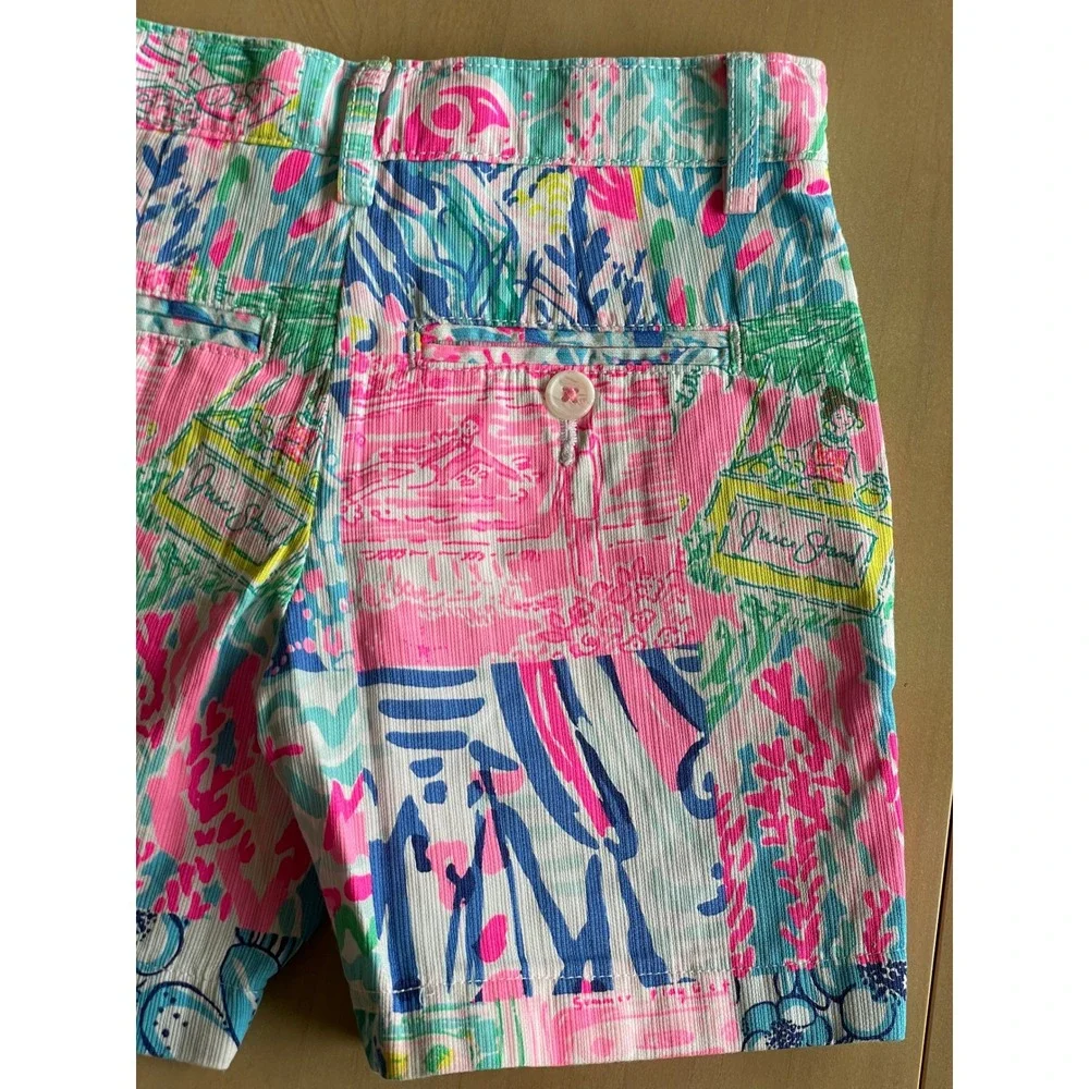Lilly Pulitzer Boys Beaumont Shorts Size 4 Patchwork Print Cotton